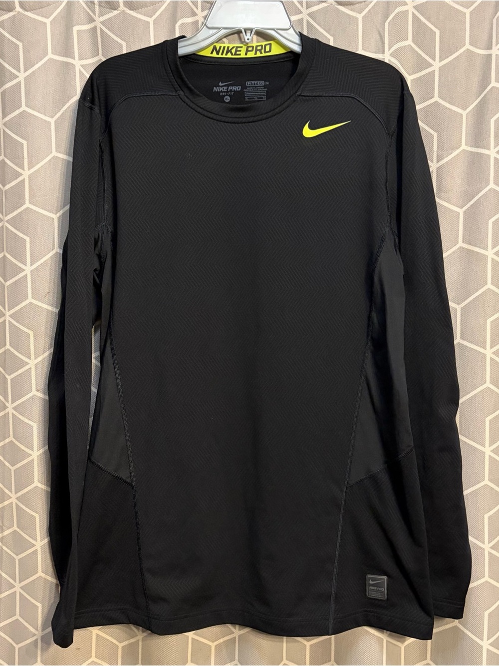 Nike Black Long Sleeve Performance Shirt with Volt Swoosh